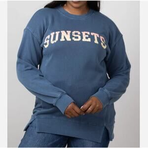 C&C California Sunwashed Sweatshirt Sunsets Terry Crewneck Pullover Sz: L